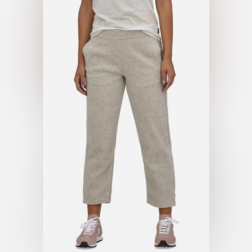Patagonia Shearling‎ Fleece Crop Pants Natural L Winter Casual Athletic Outdoors